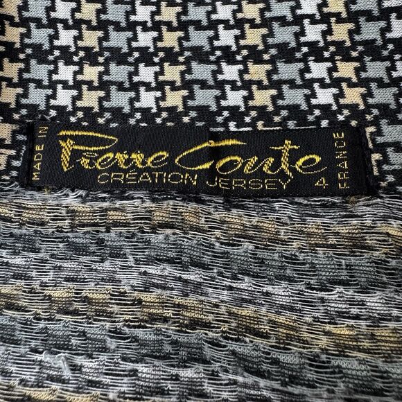 Vintage 70s Pierre Conte France Creation Jersey Shirt Men Size 4 Mod Houndstooth - Picture 6 of 14